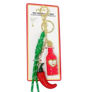 Piper K Hot Pepper Hot Sauce Bag Charm Keychain